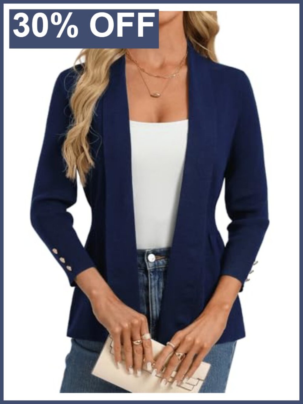 Women's Open Front Peplum Cardigan 3/4 Sleeve V-Neck Lightweight Sweater